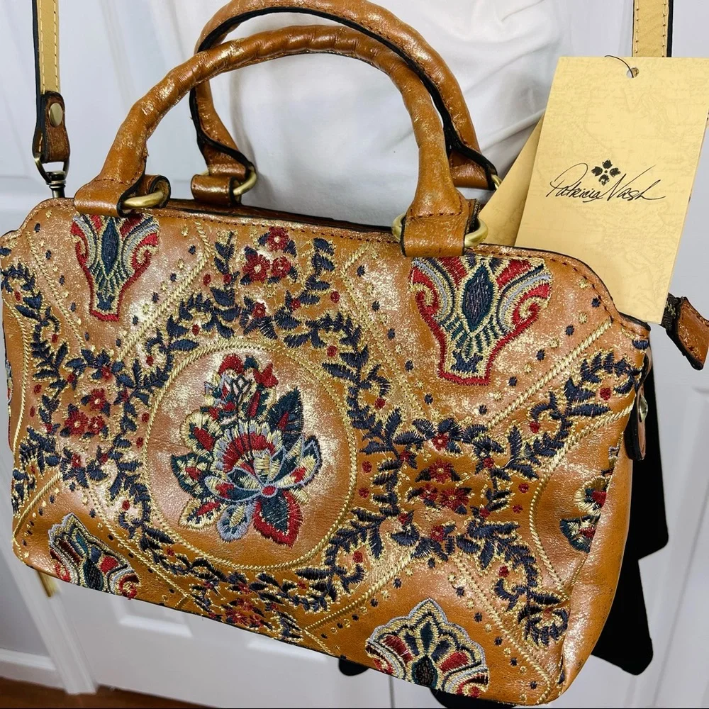 PATRICIA NASH crossbody tote Provincial Embroidery Collection ANGELIN Tan Gold - Picture 14 of 16